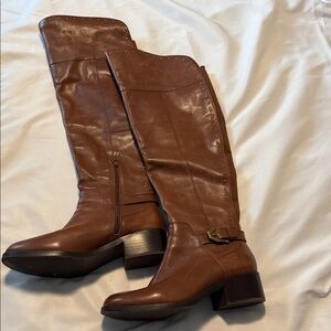 Gibson Latimer Tall Brown Leather Boots Studded Zip 8.5M
